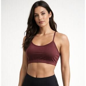 New Reebok x Face Stockholm Metallic Burgundy Sports Bra Size Large